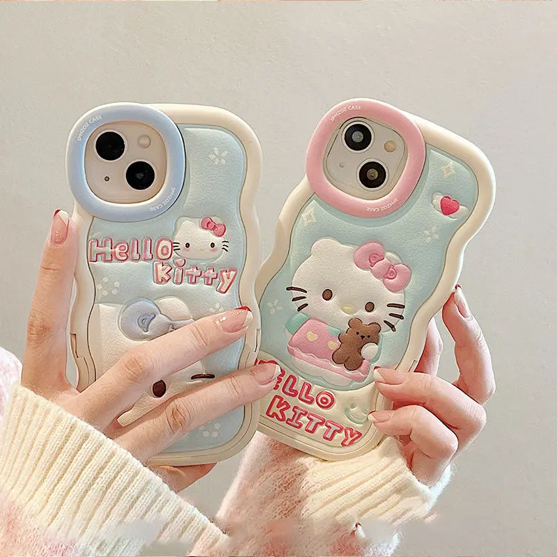 

Милый чехол для телефона с рисунком из мультфильма Hellokittys Sanrio Iphone14Promax/12/11 для пар с защитой от падения милый и милый подарок на день рождения