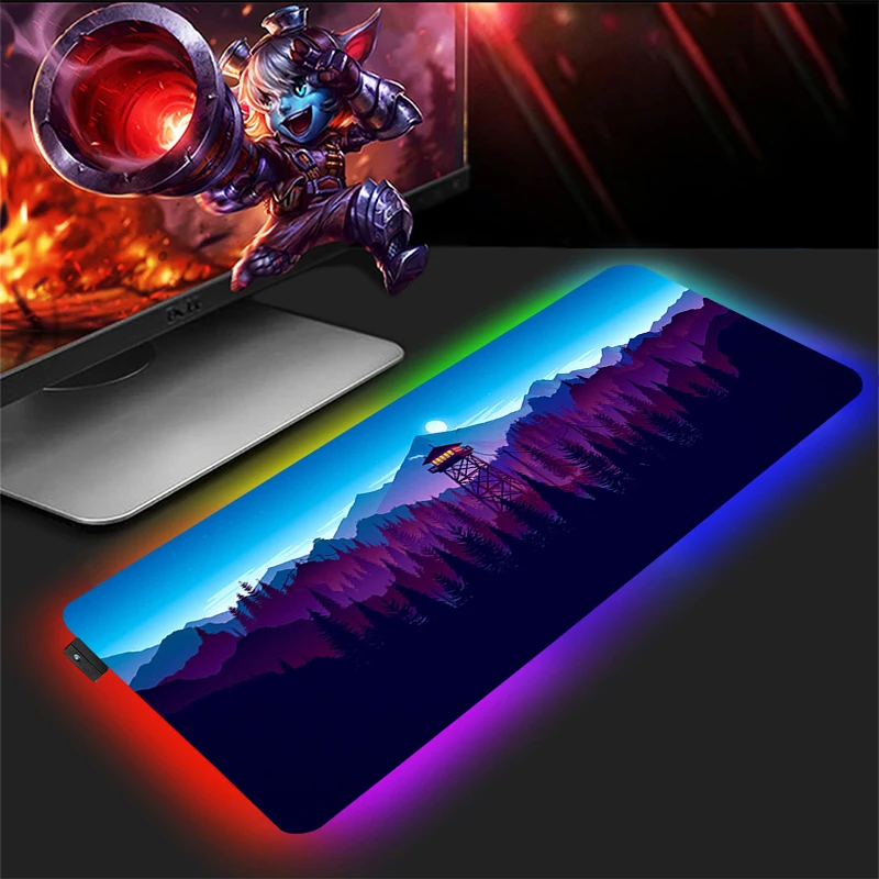 

Расширенный коврик для глубокого леса FirewatchLED RGB, Настольный коврик для ПК, аксессуары для геймеров, коврик для мыши Xxl, мышь, игровая клавиату...