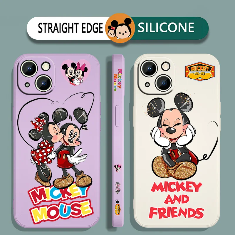 

Disney Mickey Mouse Phone Case For iPhone 14 6 6S 7 8 plus X XR XS 11 12 13 pro MAX 12 13 mini Liquid Left Rope Cover
