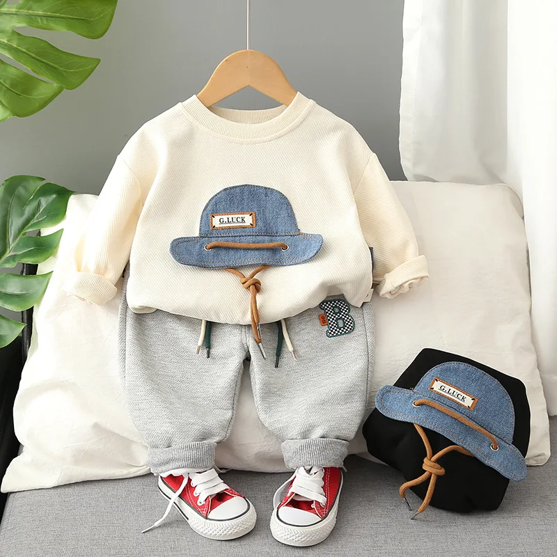 

Baby Hat Sweater Suit Western Style Boy's Clothing Baby Children's Handsome Spring and Autumn Two-Piece Suit