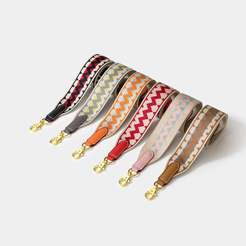 Bag Strap Luxury Gold Buckle Silver Buckle Wide Canvas Shoulder Strap Colorful Woven Web Leather Leather Accessories