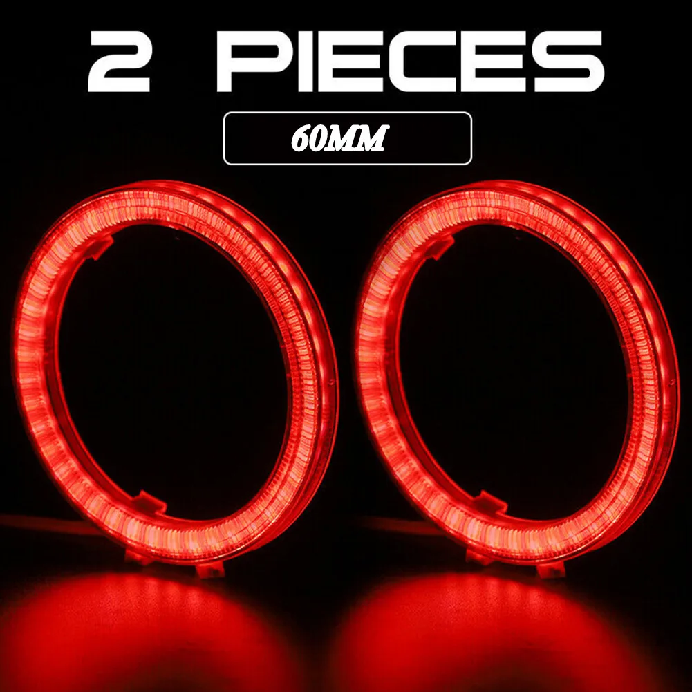 2pcs Car COB LED Headlight 60mm Halo Rings Lights DRL Angel Eyes  Daytime Running Lamps For Car Red Retrofit Accessories