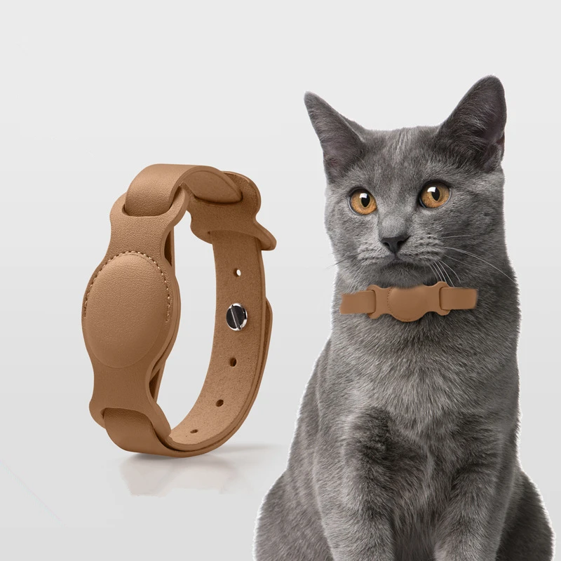 2022 for Apple Leather Airtag Pet Collar Dog Cat Strap Adjustable Sleeve Suitable Air Tags Anti-Scratch Protective Cover Case