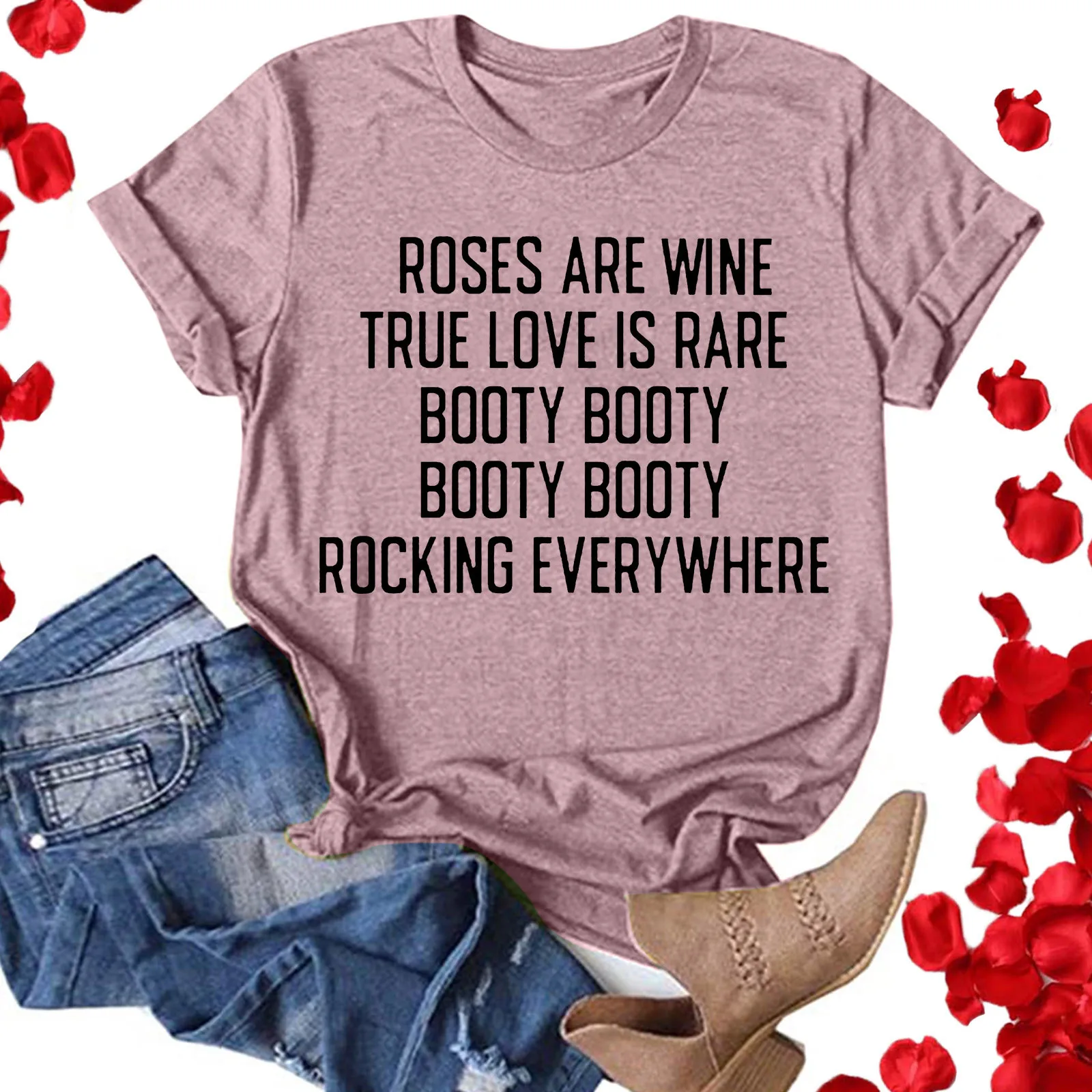 

Женская футболка с круглым вырезом, коротким рукавом и принтом