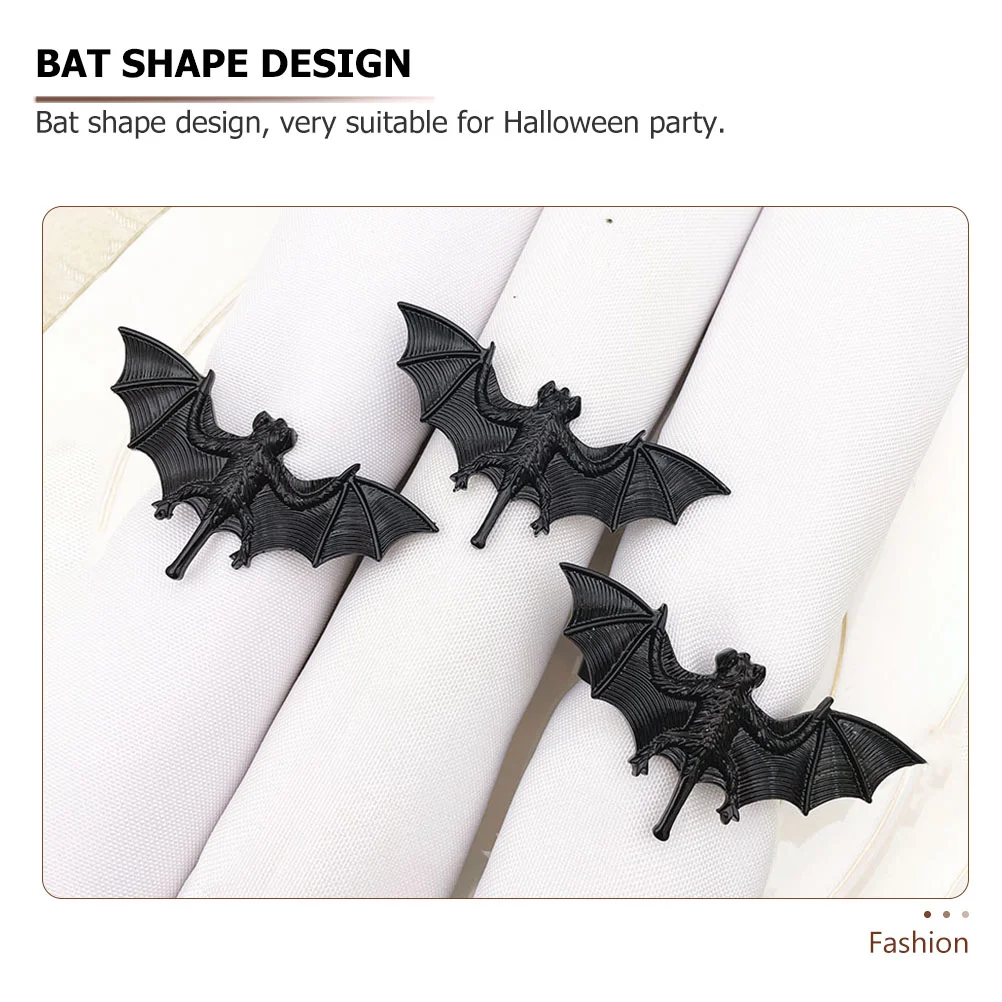 4 pcs Bat Shaped Napkin Buckles Party Holders (Black) |