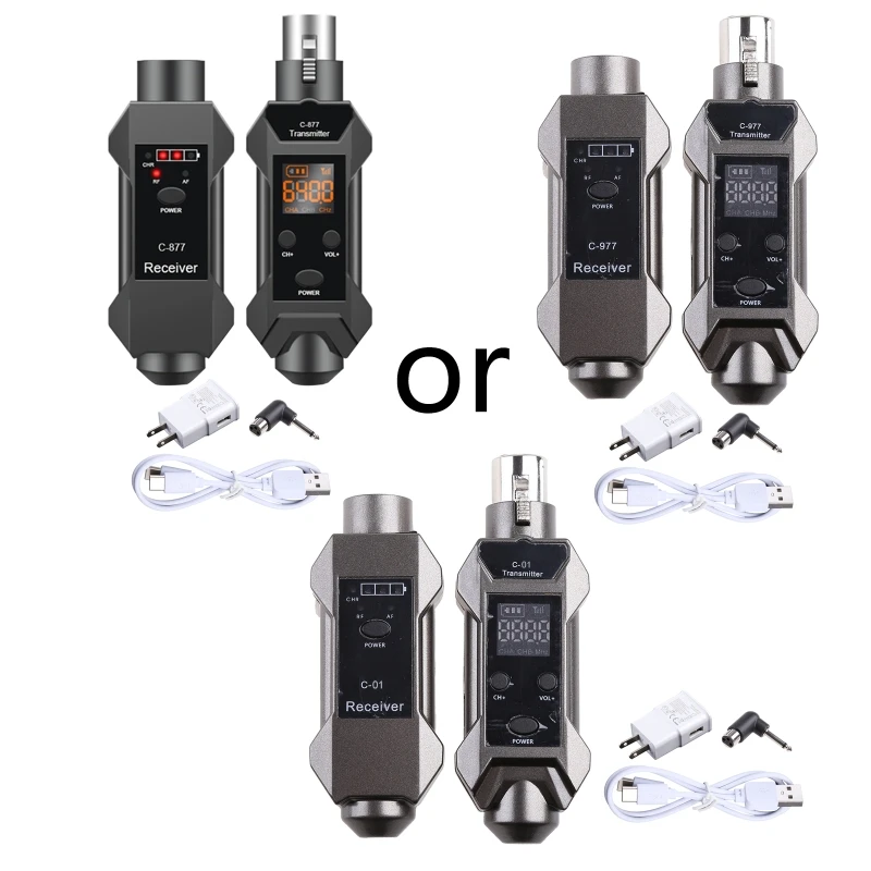 

Compact and Lightweight Microphone Adapter PA System Rechargeable Wireless XLR Transmitter Receiver with 14500 Battery