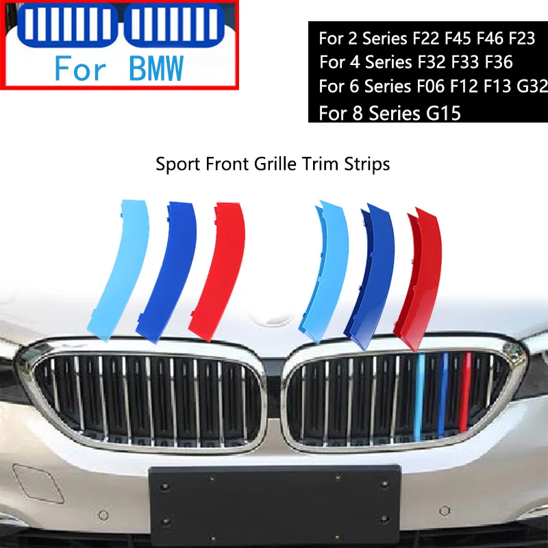 

Car front grille decorative bumper strip Used for BMW F22 F45 LCI F46 F23 F33 F36 F06 F12 F13 G32 G15 F01 F11 2 4 6 8 series