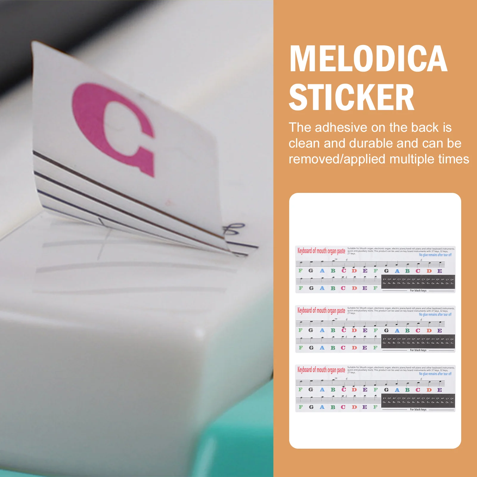 3 шт. наклейки для ротовых органов детей Melodica Beginning на клавиатуру ПВХ губная