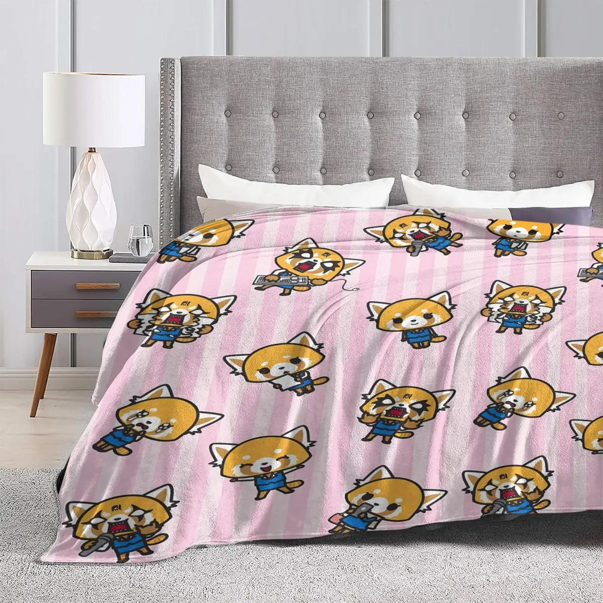 Фланелевое одеяло Aggretsuko Collages супер теплое для домашнего декора новинка кемпинга