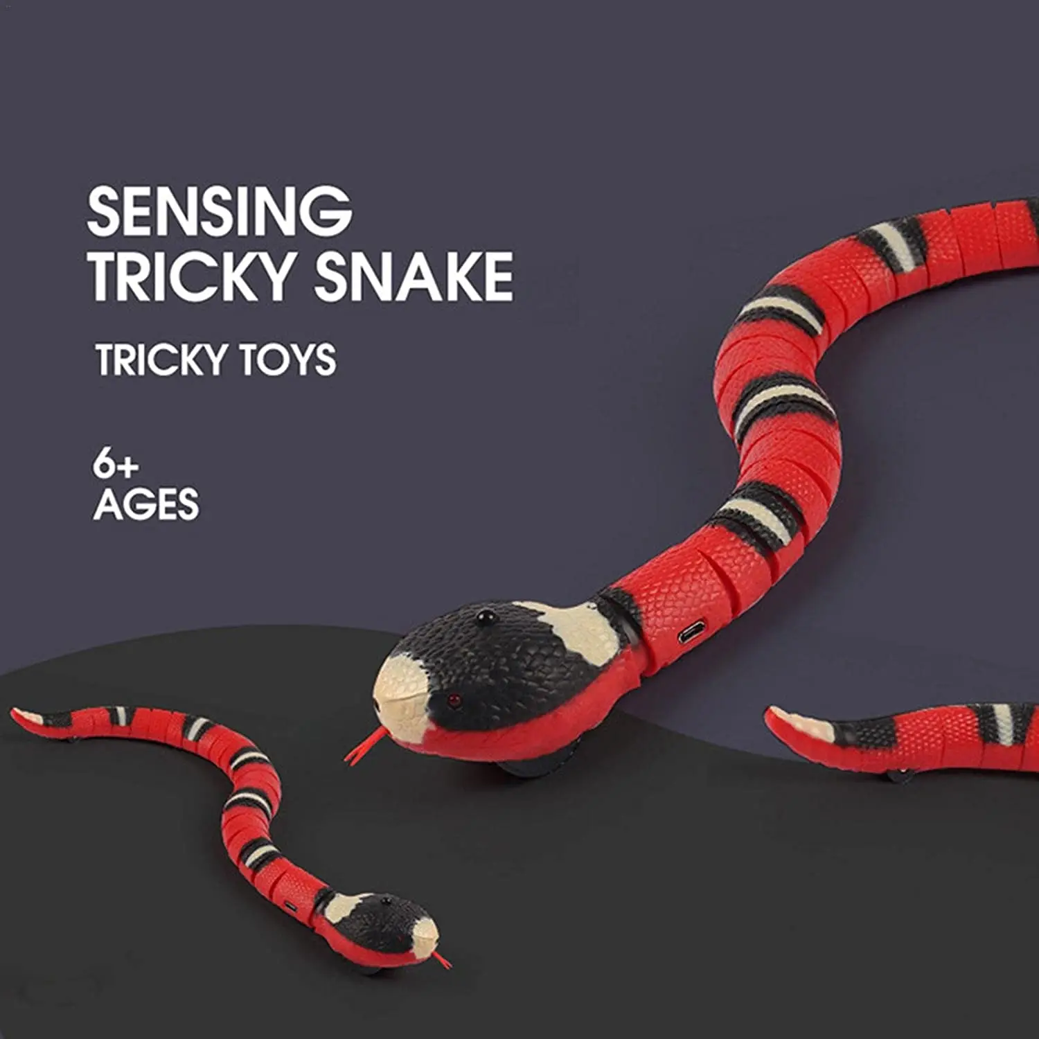 

Electric Robot Snake Toy - USB Realistic Simulation Smart Sensing Snake Toy for Cats Interactive Cat Toy Tricky Prank Props