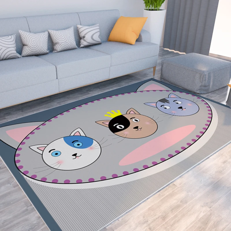 

Cartoon Animal Cute Crystal Velvet Mat Large Size Living Room Rug Bedroom Bedside Children Carpet Entrance Doormat Washable