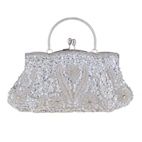 luxury retro beaded embroidery bridal clutch purse vintage bridal evening clutch handbag women crystal bling bags