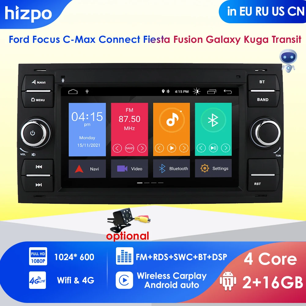 

Car Android CarPlay Radio Multimedia Player for Ford Focus C-Max Connect Fiesta Fusion Galaxy Kuga Transit GPS Audio BT WiFi RDS