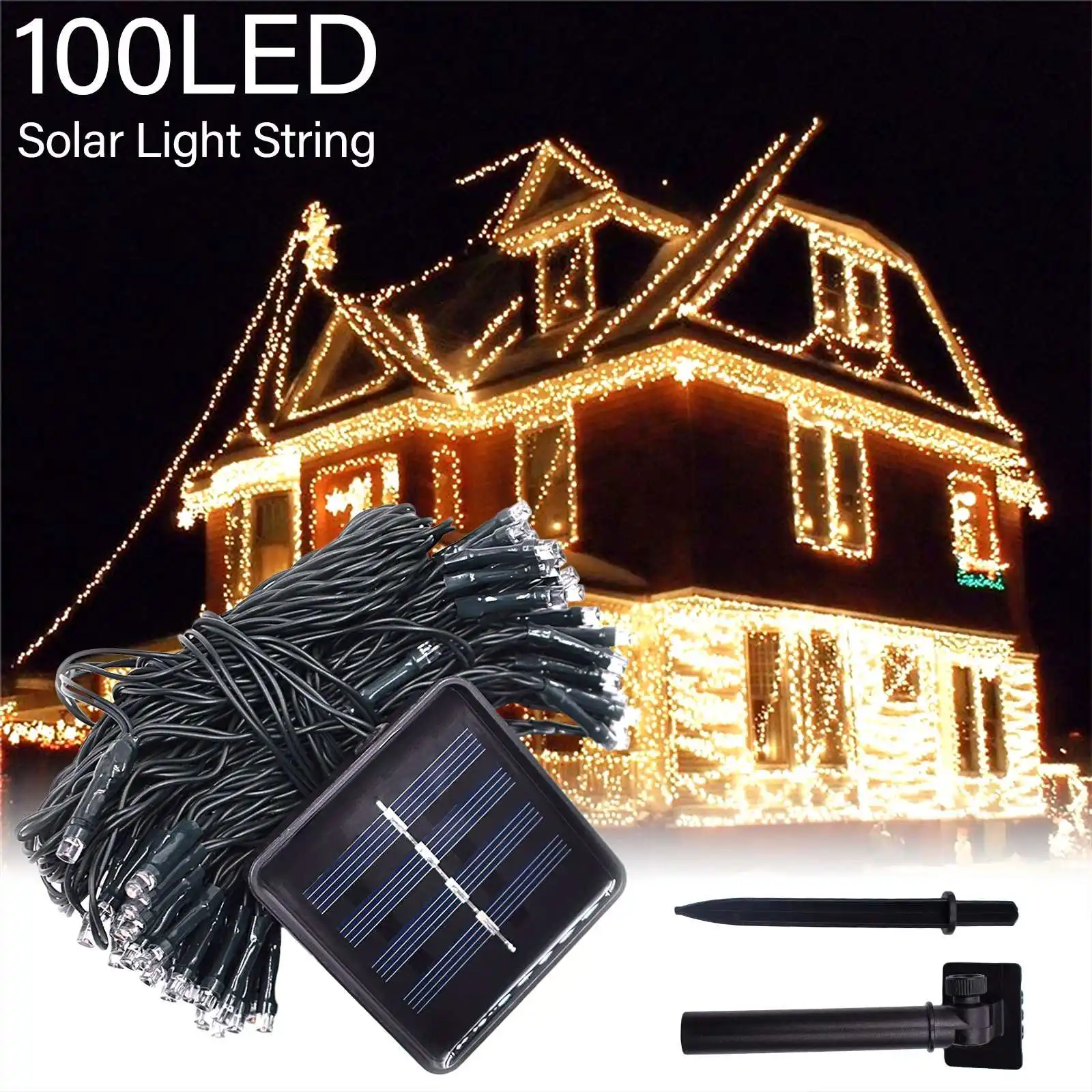 

100 Led Christmas Solar Light String Outdoor Waterproof Night Lamp Decor for Holiday Xsmas Fariy Festoon Garden Garland Light