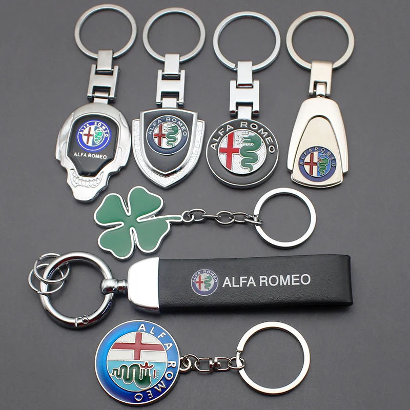 

1pcs 3D Metal Leather Car Styling Emblem Keychain Key Chain Rings For Alfa Romeo Accessorie Giulietta GT 159 147 156 Mito Brera