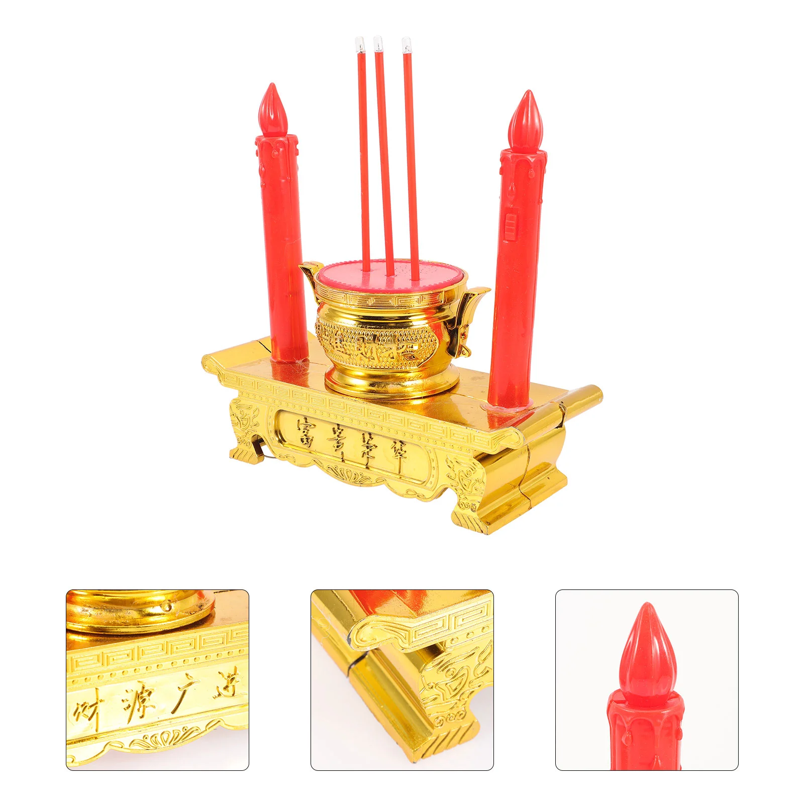 

Chinese Led Lamp Light Electric Burner Supplies Altar Wedding Candlestick Style Lights Fake Butter Red Treasure Bowl Holder