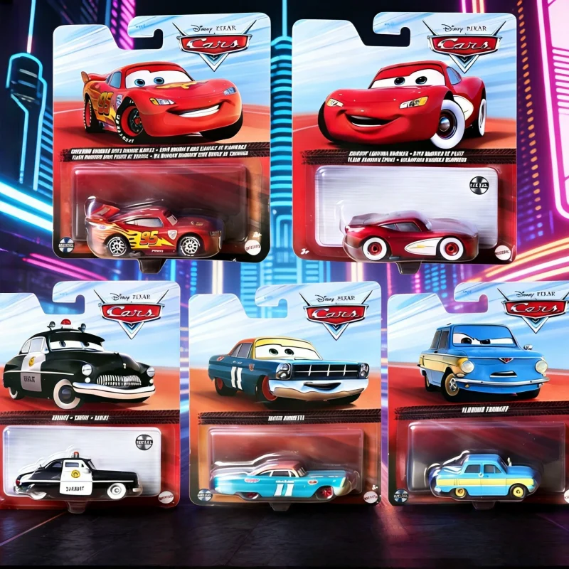 Фото Оригинальные металлические игрушки-машинки Mattel Pixar Cars: Молния МакКуин, Шериф и другие, коллекционные металлические игрушки для детей и мальчиков №2