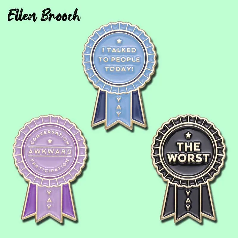 

I Talked To People Today Enamel Pins Yay Medal Akward Reward Anti-Social Brooch Lapel Badges Jewelry Gift for Friends Kids