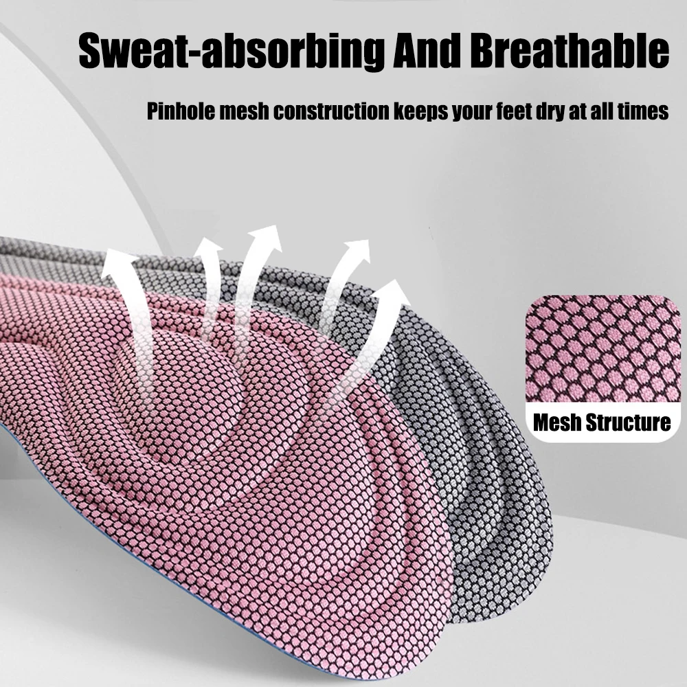Memory Foam Sport Insoles for Shoes Men Women Shock Absorption Massage Insoles for Feet Arch Support Plantar Fascitis Shoe Pads