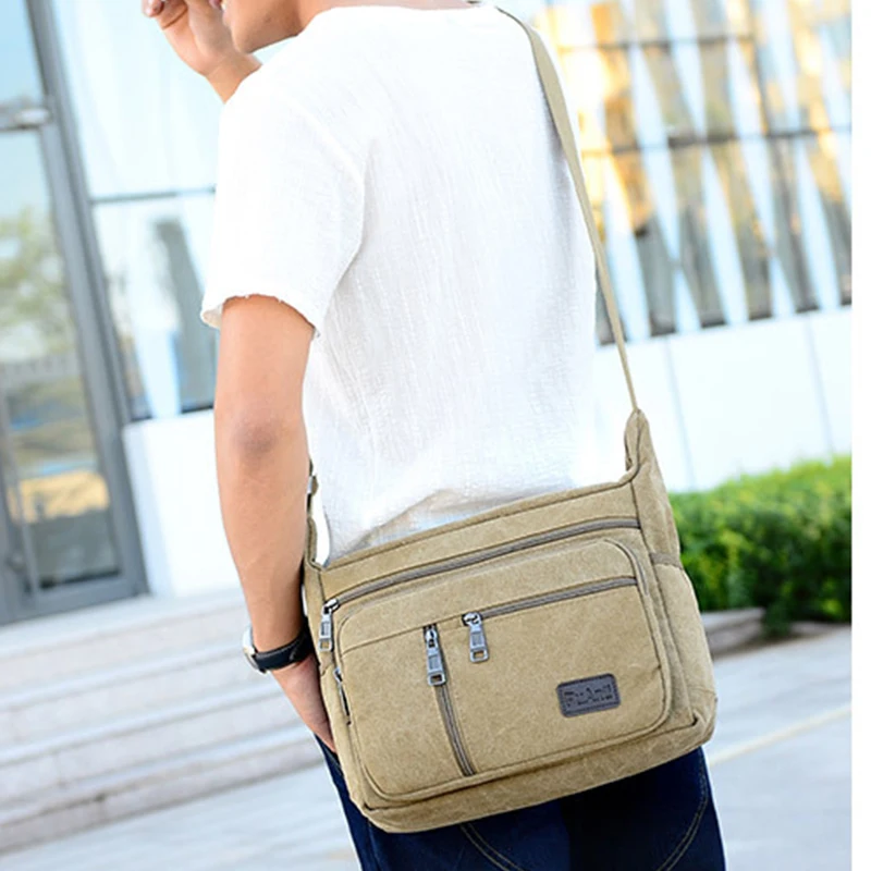 Xiaomi Men's Trendy Business Canvas Single Shoulder Bags Travel Sports Casual Messenger Bag Crossbody Sling Hanging Bags Pack