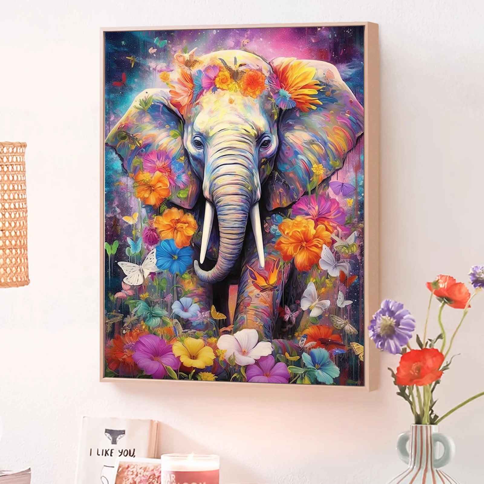Фото Краска по номерам - 40x50 см, наборы для рисования слонов для начинающих на цветном холсте, легкое искусство своими руками для домашнего декора в подарок (без рамки) №3