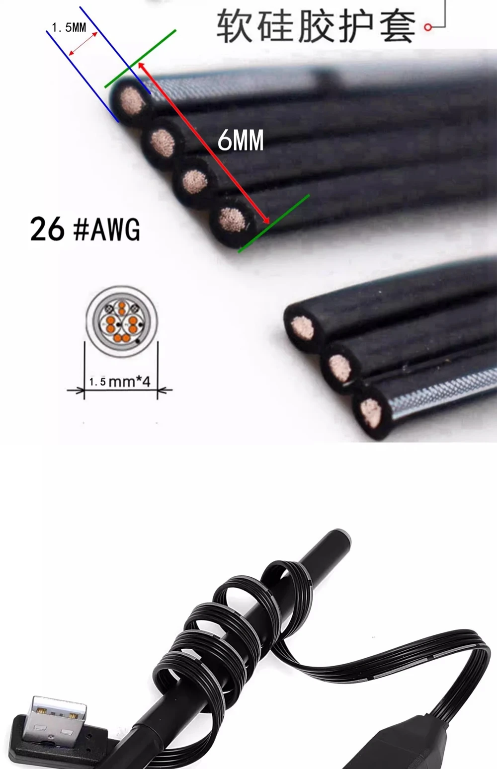 Плоский Удлинительный кабель USB 0 05 2 0-1 м штекер-гнездо передачи данных для