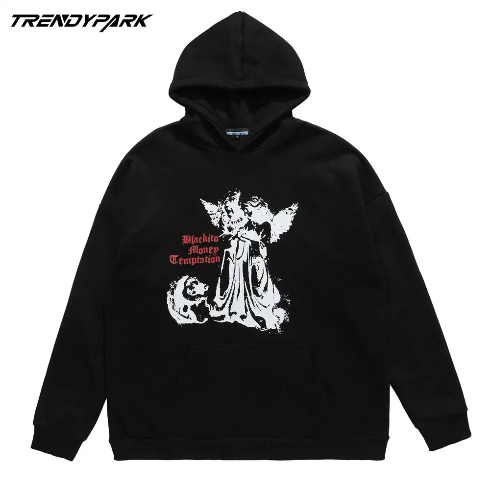 

AAAHoodie Men Punk Goth Style Print Hooded Sweatshirts Top Men's Clothing 2022 Autumn Harajuku Streetwear Casual Oversized Ho