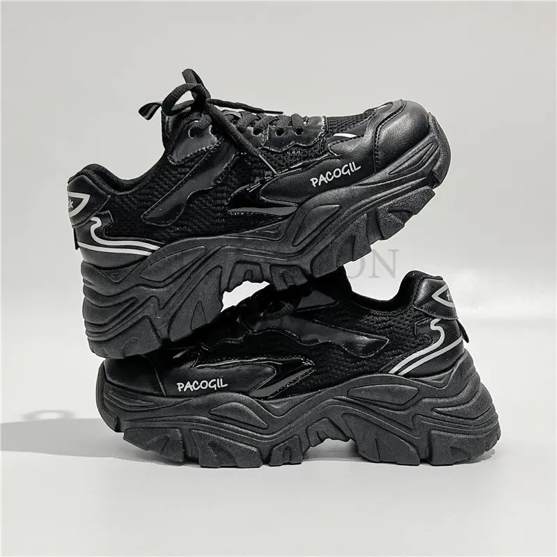 Thick Sole Women's Platform Sneakers Fashion Beige Black Women Chunky Shoes Lightweight Sports Shoes Casual Sneakers Woman