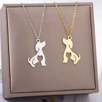 stainless steel cat dog necklaces for women men gold silver color animal pendant necklace male female neck chain jewelry collier