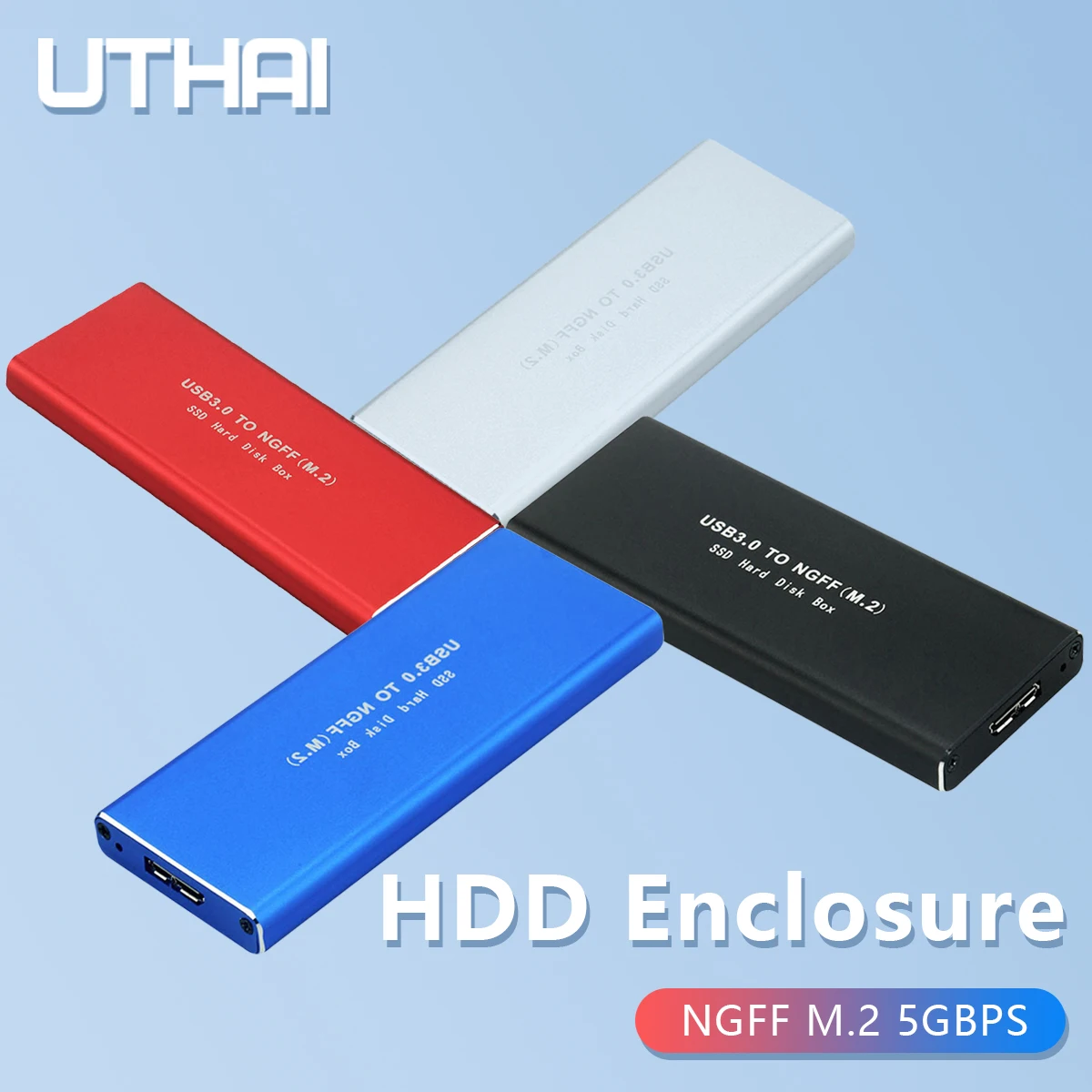 NGFF Hard Disk External M.2 Solid State 5GBPS SSD Cooling Metal Case USB3.0 PC for 2230/2242/2260/2280 Mobile  HDD Enclosure