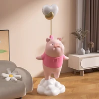 room decor cute pig girl large floor decoration accessories figurines for interior living room resin animal ornaments sculpture