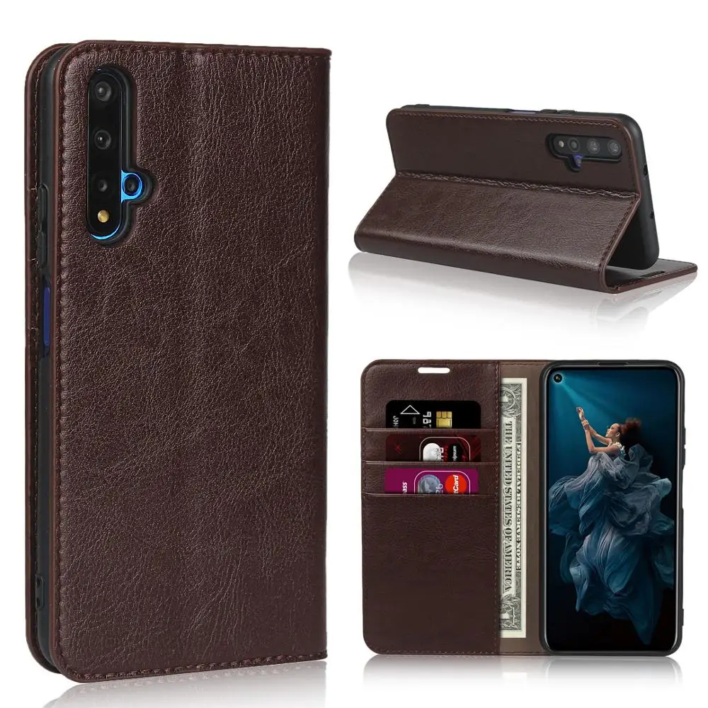 

Natural Genuine Leather Skin Flip Wallet Book Phone Case Cover On For Huawei Honor 20S 20 Lite Pro S Honor20 20Pro 64/128/256 GB