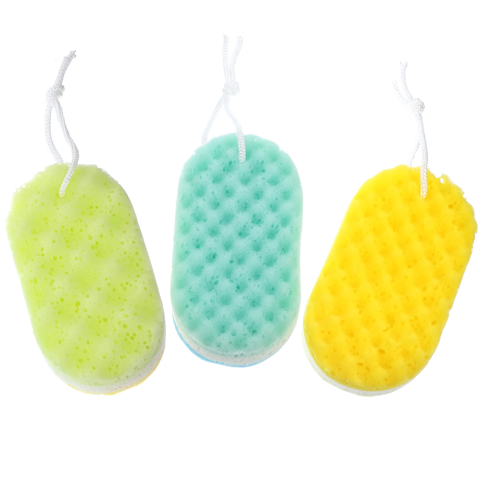 

3Pcs Oval Bathing Sponges Double- sided Bathing Sponge Reusable Body Cleaning Sponges Exfoliating Sponges Bathroom Colourful
