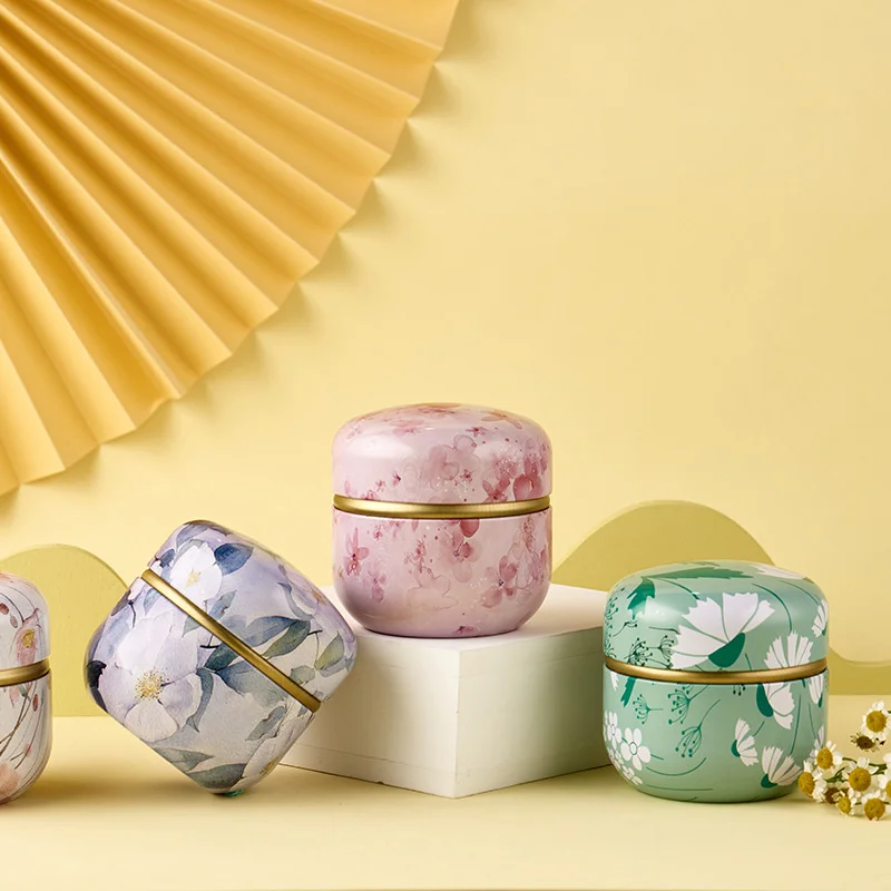 

cans, Tea tin cans, flower tea cans, portable small round packaging food, wedding candy cans, tinplate cans