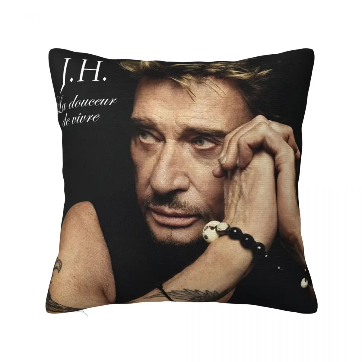 

Johnny Hallyday Pillowcase Polyester Cushion Cover Decorations French Elvis Throw Pillow Case Cover Home Dropshipping 18"