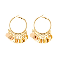 gold retro tassel earrings women gold color silver plated geometric ethnic hoop earrings fashion jewelry round clip earrings