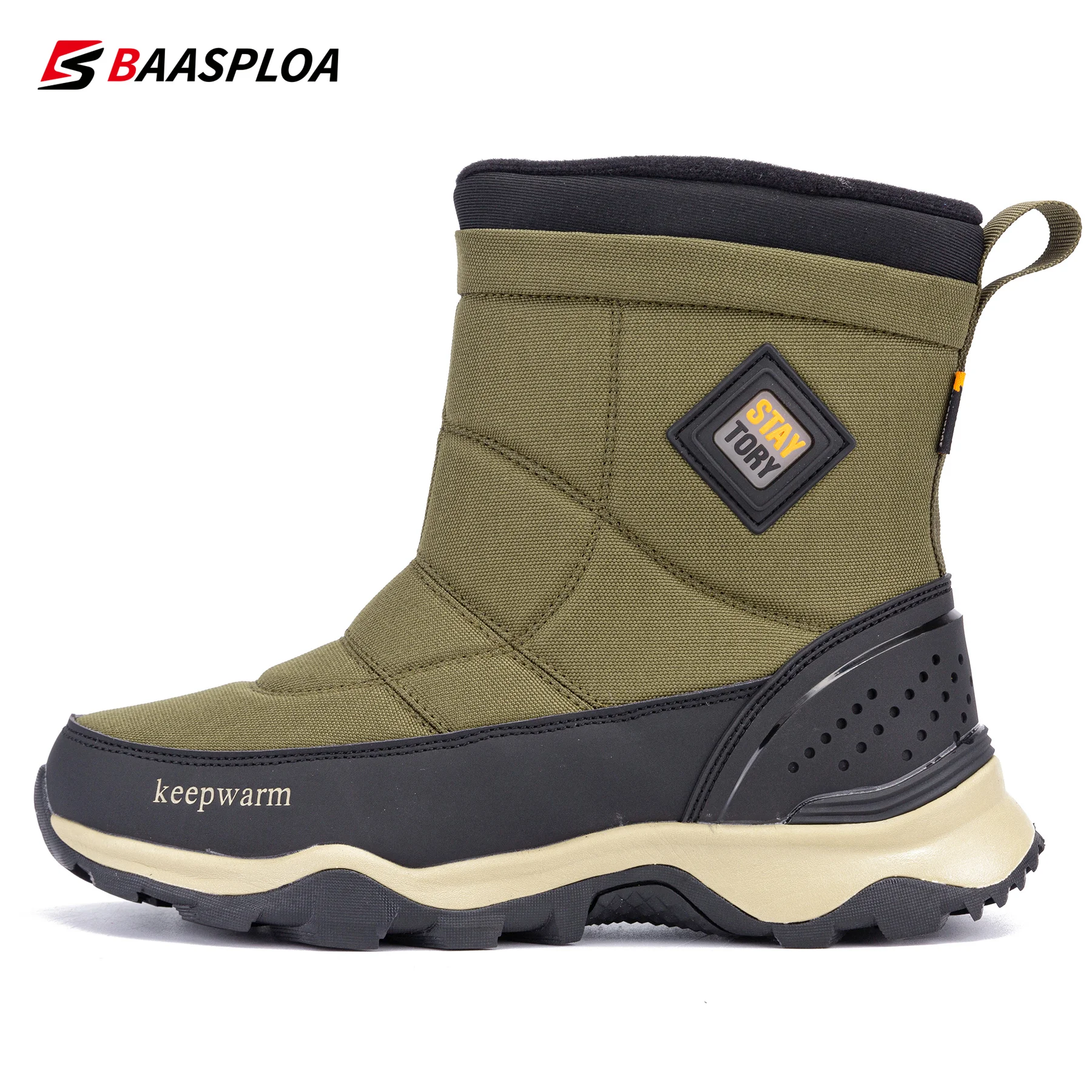 

Men's Winter Shoes Plush Boots Platform Waterproof Leather Men Warm Snow Boots Non-Slip Men Walking Hiking Shoes Baasploa 2022