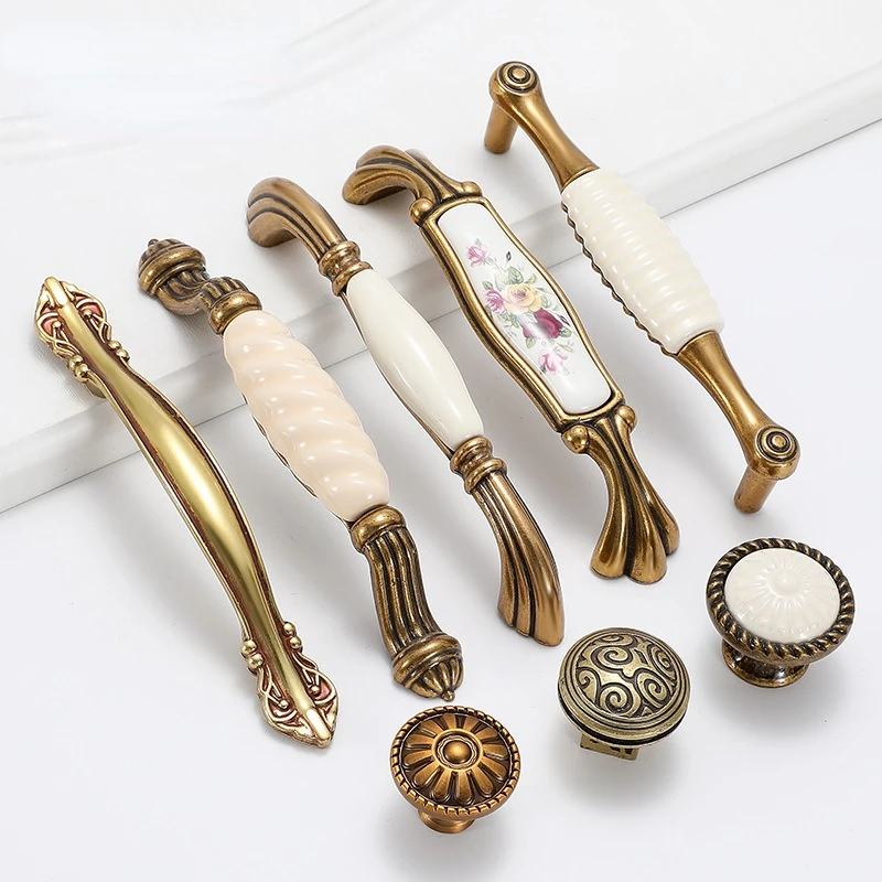 

Pattern Imitation Old European Cabinet Door Handle Furniture Drawer Single Hole Button Handle Home Improvement Hardware