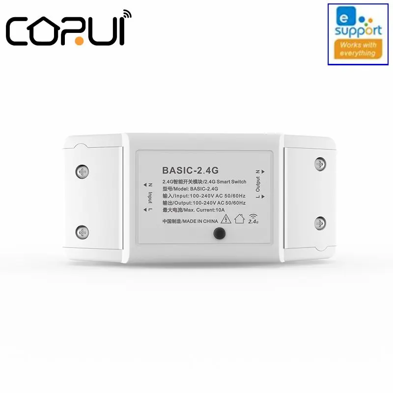 

CoRui 10A Smart Switch BASIC-2.4G Smart Home RM 2.4G Smart Switch Modification Module Bluetooth Protocol eWeLink APP Control