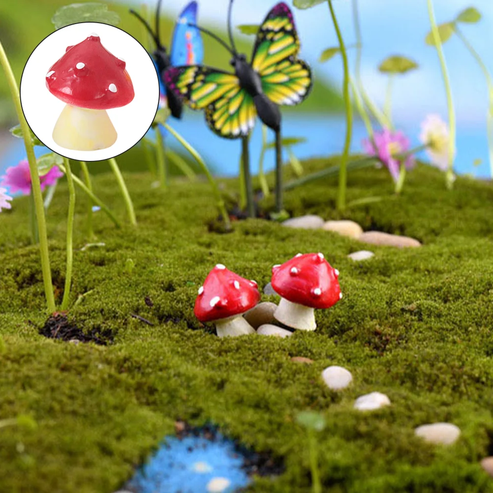 

Mushroom Mini Ornament Decor Garden Miniature Landscape Aquarium Birthday Model Topper Bookeshelf Tank Figurines Mushrooms Cake