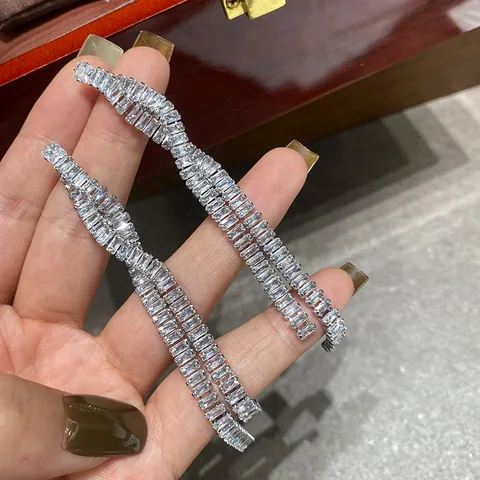 Bilincolor Twist Прозрачный цирконий Длинные серьги с кисточками для женщин