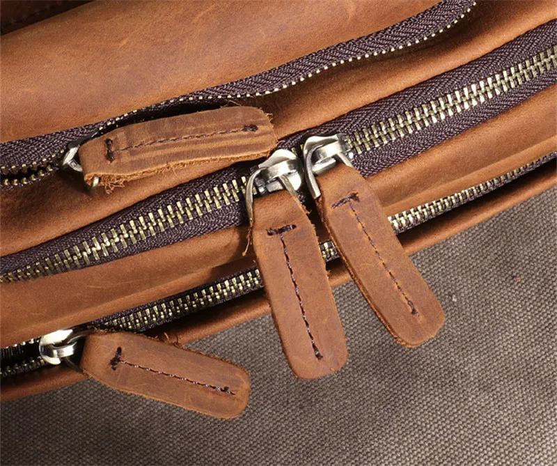 Vintage crazy horse cowhide men's multifunctional chest bag outdoor daily shoulder bag weekend sports real leather waist bag