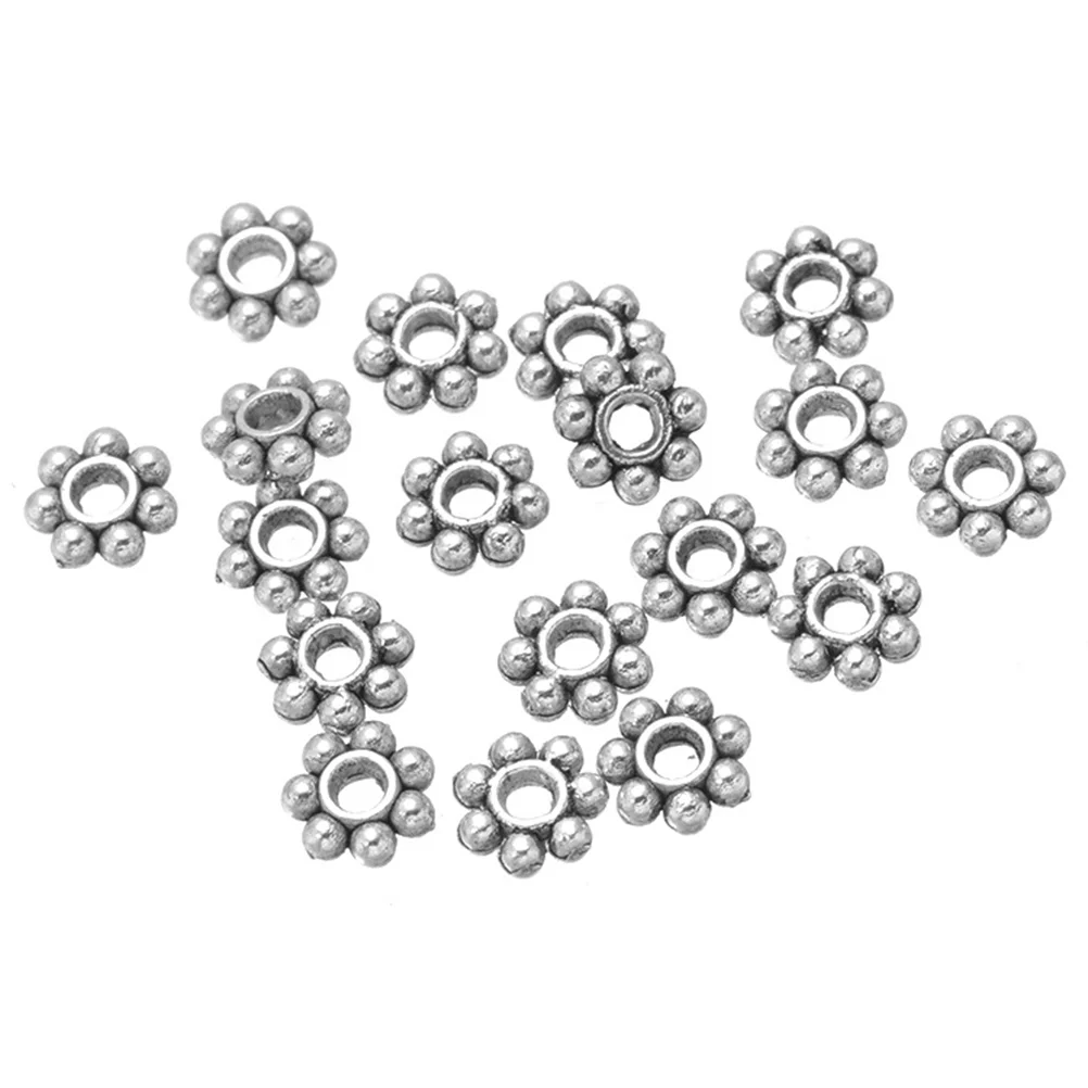 

100PCS DIY Separated Beads Vintage Tibetan Silver Jewelry Accessories Alloy Snowflake Retaining Separated Beads for Necklace