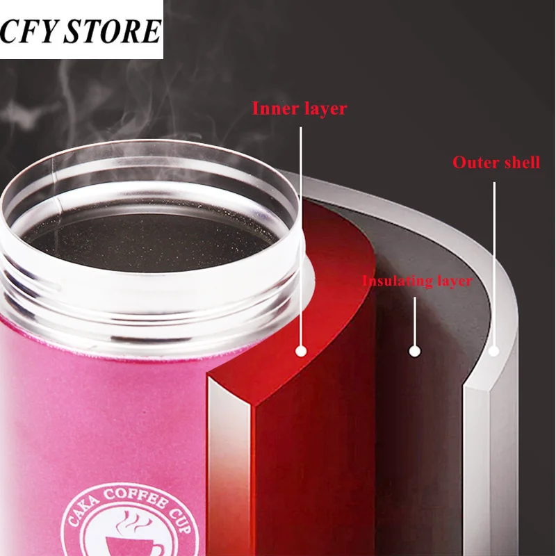 400ml Stainless Steel Double Wall Vacuum Flasks Anti-scald Sport Coffee Water Bottles Tea Infuser Bottle Simple Office Thermos |