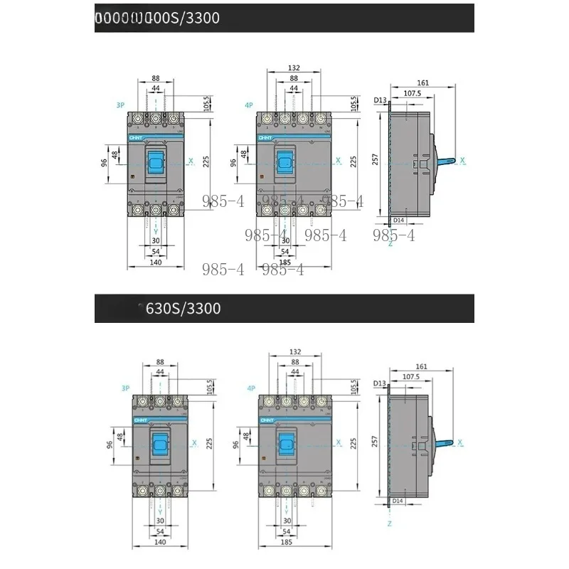 Фото Автоматический выключатель в литом корпусе CHNT NXM-160S/3300 3P 160A 200A 250A №5