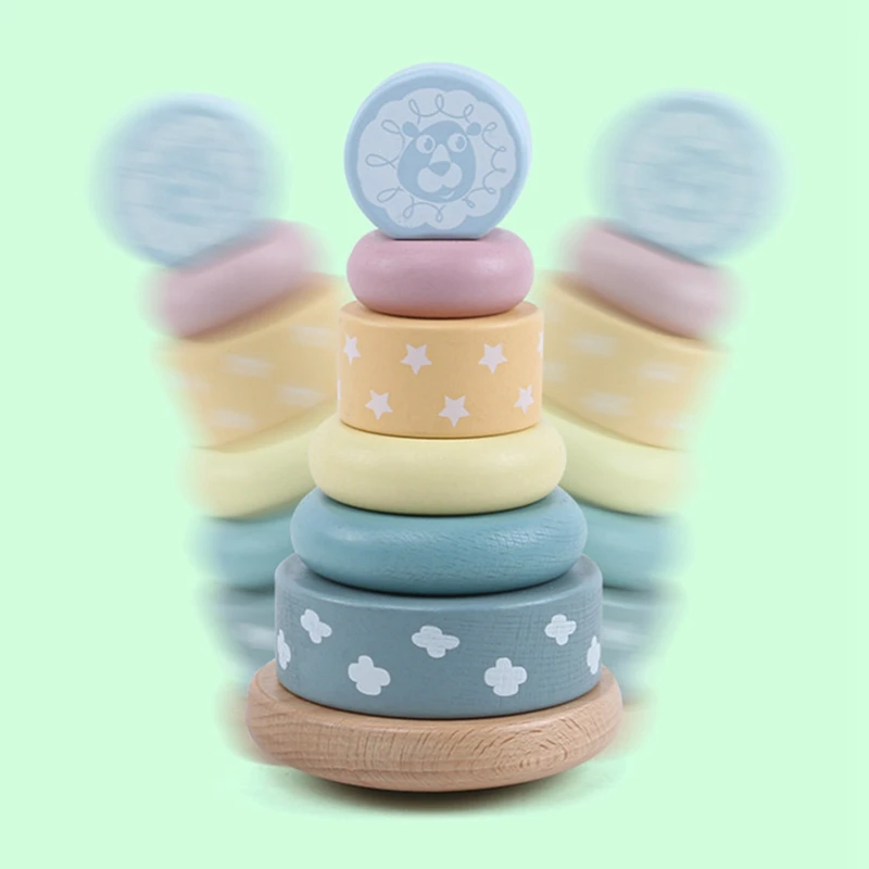 Деревянная штабелируемая башня цветные макаронные неповоротные развивающие