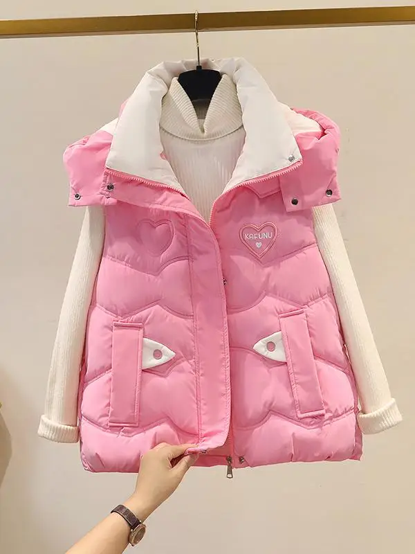 2024 Новый пуховый хлопковый жилет для женщин свободный корейский на осень и зиму с