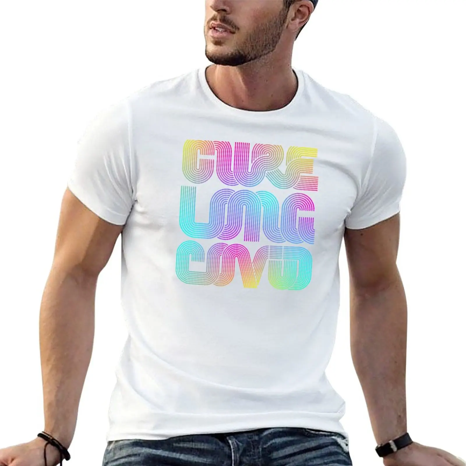 Фото Футболка Cure Long Covid (rainbow) в стиле кэжуал, уличная одежда, футболка с короткими рукавами №1