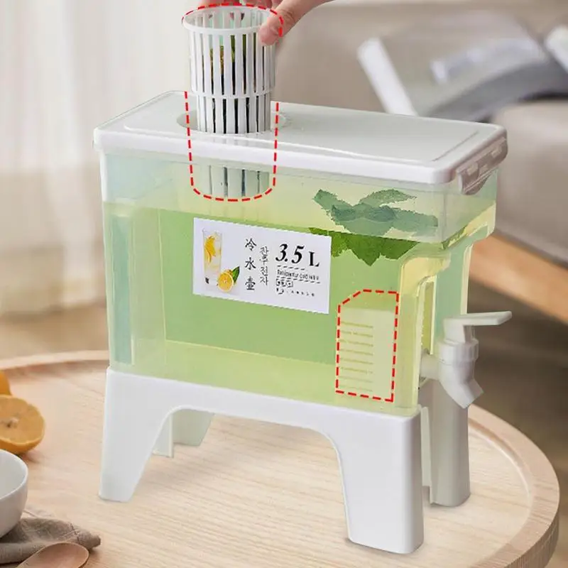 

3.5L Portable Fruit Teapot with Lid High-temperature Resistant Drink Containers Refrigerator Cold Kettle with Faucet