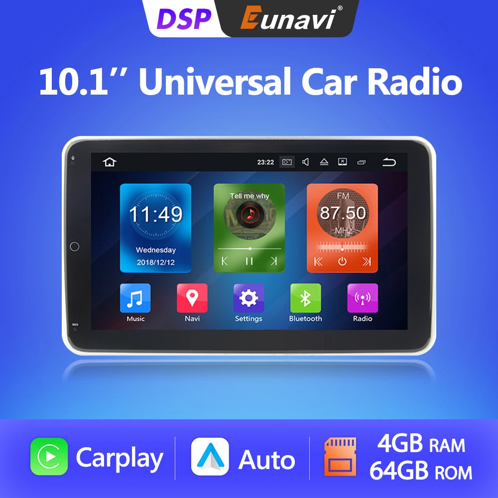 Eunavi 10 1 дюймов 2din Android автомобильный Радио мультимедийный видео плеер для